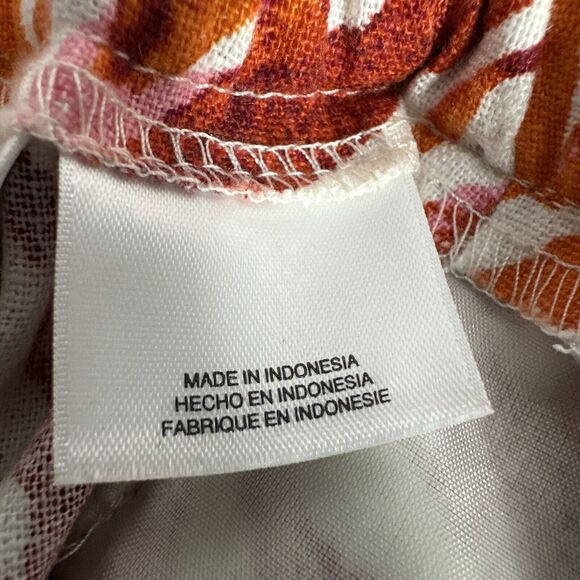 Anne Klein Spicy Orange Multicolor Linen Zebra Print Pockets Shorts Medium New - Picture 9 of 11